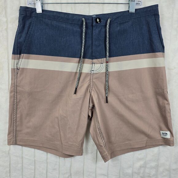 Katin USA Men's Blue and Beige Surf Boardshorts Size 32 - Picture 1 of 13